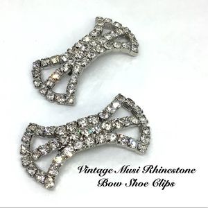 🆕Vintage Musi Rhinestone Bow Shoe Clips